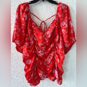 Puff sleeve tropical top